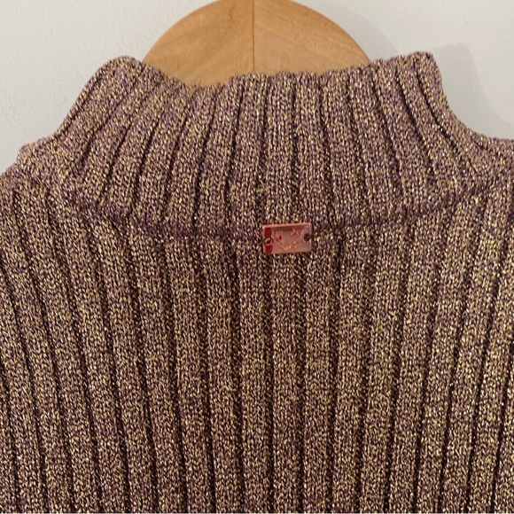 FINAL DROP. NWT* FOR LOVE & LEMONS • Sparkle KNITZ Metallic Rose Gold Mini Dress - Picture 7 of 11